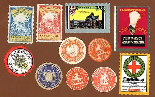11 Vignetten Reklamemarken Siegelmarken aus Elberfeld und Barmen ab 1900