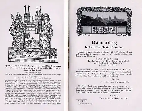 Bayern Franken Bamberg Stadt Geschichte Illustrierter Führer mit Plan 1929