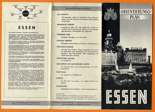 Westfalen Ruhr Essen alter Stadtplan mit Stadtteilen Huttrop Heide Breden 1960