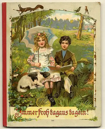 Altes Kinderbuch Kinderlieder Spiele Sprüche und Reime Farb Lithografie 1902