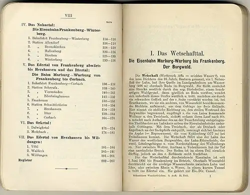 Hessen Marburg Frankenberg Warburg Korbach Edertal Wanderbuch 1908