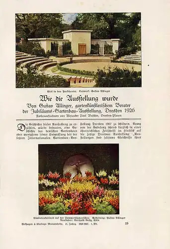Dresden Deutsche Gartenbau Ausstellung Geschichte Konzept Gustav Allinger 1926