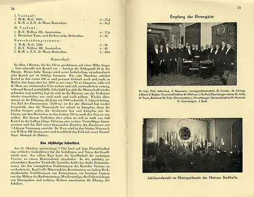 Rudern Wassersport 50 Jahre Ruder Gesellschaft Mainz Kastell Festschrift 1930