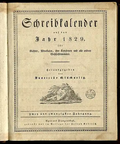 Österreich Original Biedermeier Schreibkalender mit Eintragungen 1829