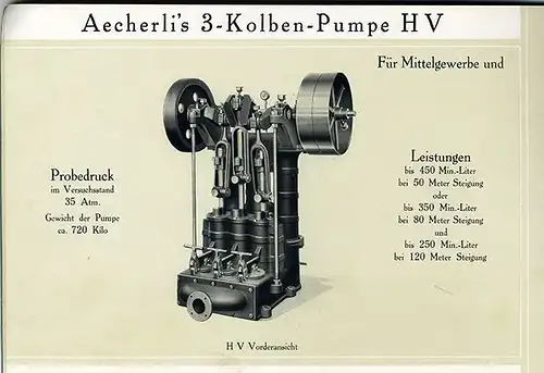Schweiz Luzern Aecherli Pumpen Fabrik Katalog Muster Preisliste 1920