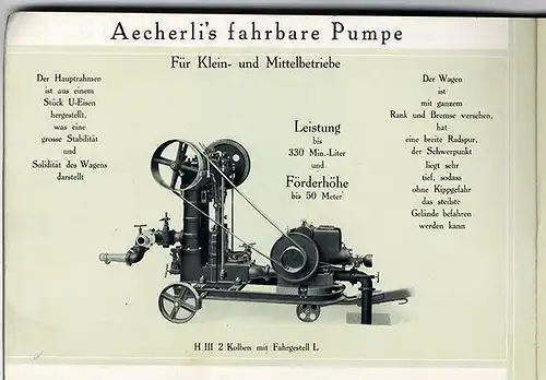 Schweiz Luzern Aecherli Pumpen Fabrik Katalog Muster Preisliste 1920