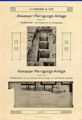 Alte Werbung Reklame für Stadt Abwasser Reinigung Kläranlagen Prospekt 1907