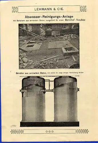 Alte Werbung Reklame für Stadt Abwasser Reinigung Kläranlagen Prospekt 1907