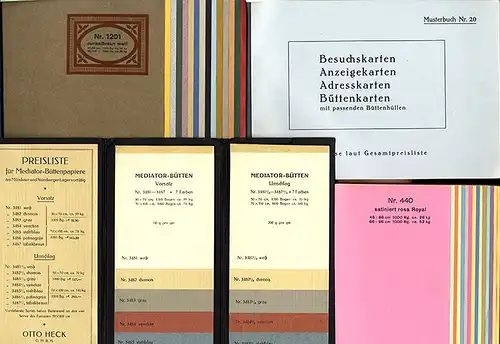 Nürnberg Otto Heck Papier Handlung feine Bütten Papiere Kataloge Musterbücher