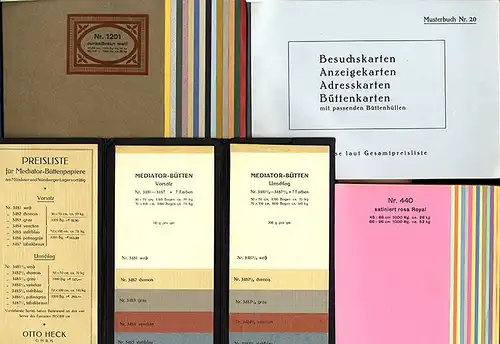Nürnberg Otto Heck Papier Handlung feine Bütten Papiere Kataloge Musterbücher   