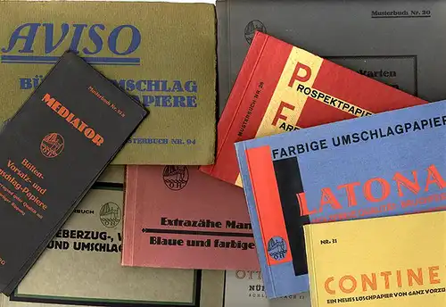 Nürnberg Otto Heck Papier Handlung feine Bütten Papiere Kataloge Musterbücher   