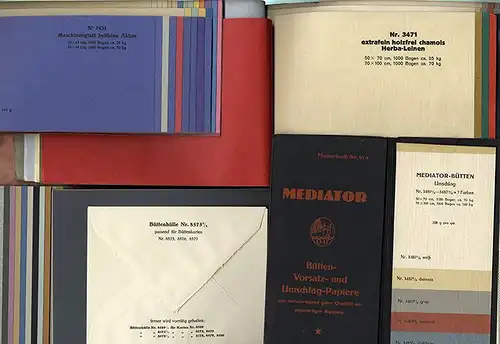 Nürnberg Otto Heck Papier Handlung feine Bütten Papiere Kataloge Musterbücher   