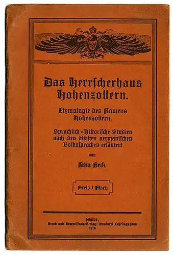 Deutsches Kaiserreich Adel Name Hohenzollern Sprache Etymologie Herkunft 1915