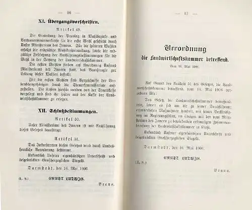 Hessen Darmstadt Geschichte Wahl Gesetz zur Landwirtschaftskammer von 1912