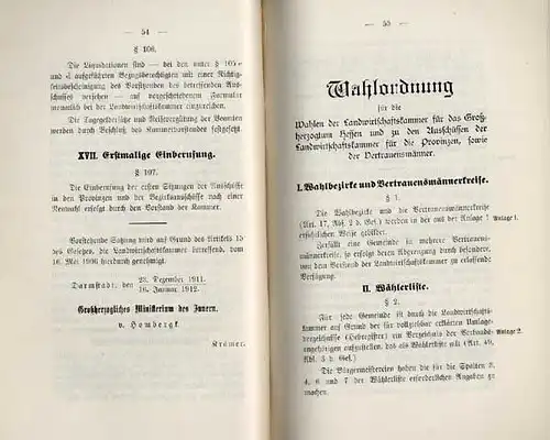 Hessen Darmstadt Geschichte Wahl Gesetz zur Landwirtschaftskammer von 1912