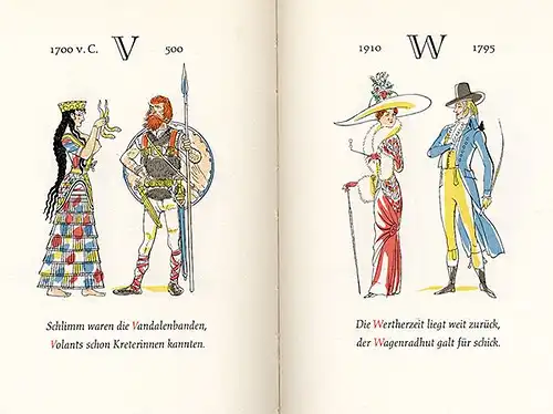 Deutschland Mode ABC Kostüm und Kleidung Fritz Kredel Kunst Grafik Buch 1957