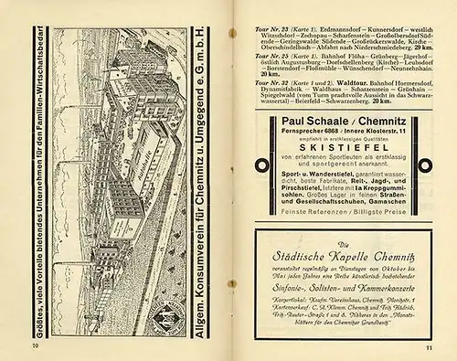 Sachsen Chemnitz Erzgebirge Wintersport Ski Touren Karte Wanderbuch 1927