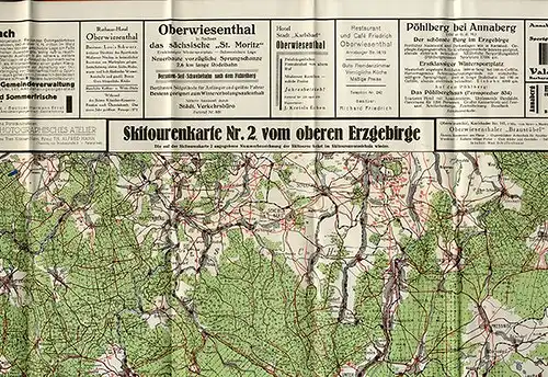 Sachsen Chemnitz Erzgebirge Wintersport Ski Touren Karte Wanderbuch 1927