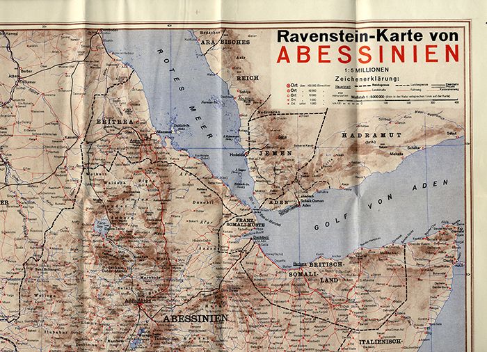 Selten Ravenstein Landkarte Horn von Afrika Abessinien Somalia Eritrea