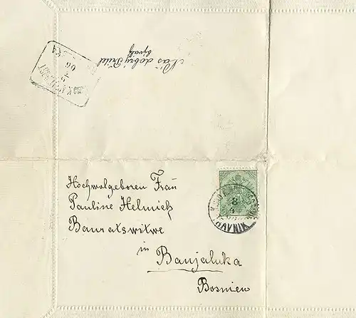 Österreich Bosnien Herzogowina Trauer Brief Anzeige Kreis Gericht Travnik 1906