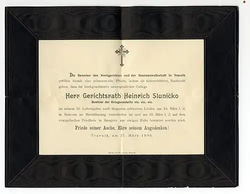 Österreich Bosnien Herzogowina Trauer Brief Anzeige Kreis Gericht Travnik 1906