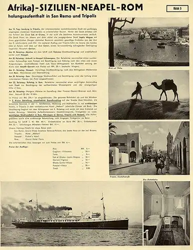 München Süd Reisebüro Reklame Prospekt für Venedig Afrika Sizilien Reisen 1938