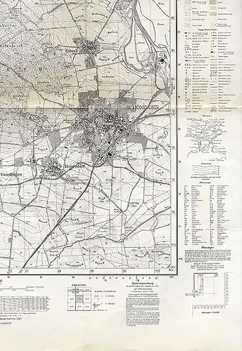 Alte Landkarte Niedersachsen Schöningen Warberg Esbeck Ingeleben Wobeck  1957