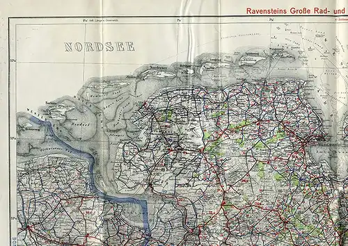 Alte Landkarte Ravenstein Auto Straßen Karte Bremen Nordsee Leer Papenburg 1950