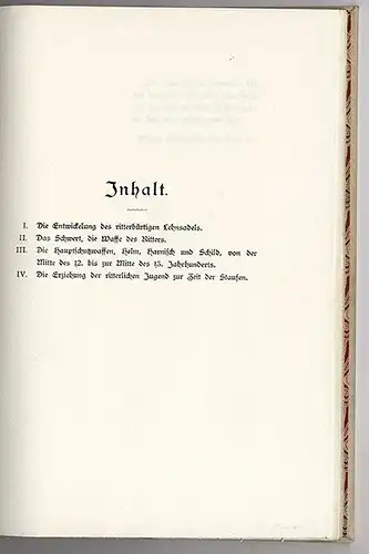 Mittelalter Adel Deutschlands Ritterschaft Entwicklung Blüte Leder Bütten 1904