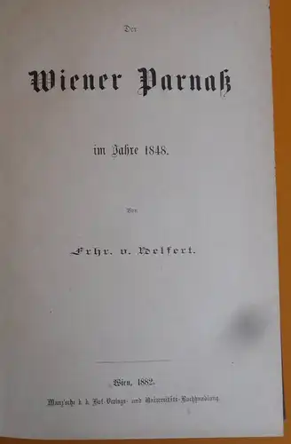 Österreich Literatur Geschichte Vormärz Lyrik Wien Revolution Erstausgabe 1882