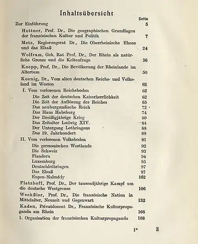 Westfalen Rheinland Elsaß Landschaft Politik Geschichte Heimat Volkskunde 1925