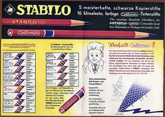 Werbung Reklame 3 Plakat Prospekte Stabilo Schwan Bleistift Fabrik Nürnberg 1935