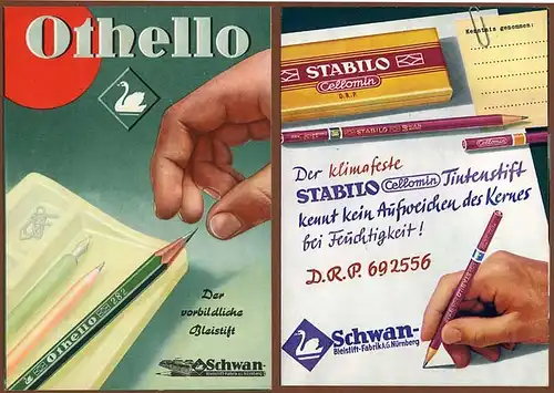Werbung Reklame 3 Plakat Prospekte Stabilo Schwan Bleistift Fabrik Nürnberg 1935