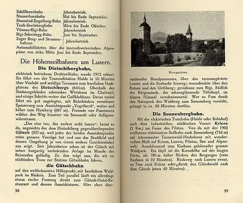 Schweiz Luzern Vierwaldstätter See Stadt Geschichte alter Reiseführer 1925