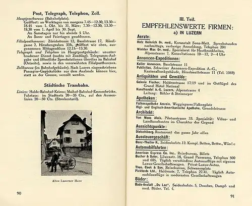 Schweiz Luzern Vierwaldstätter See Stadt Geschichte alter Reiseführer 1925