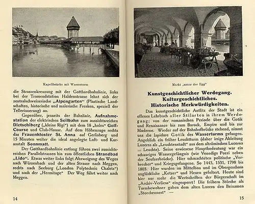 Schweiz Luzern Vierwaldstätter See Stadt Geschichte alter Reiseführer 1925