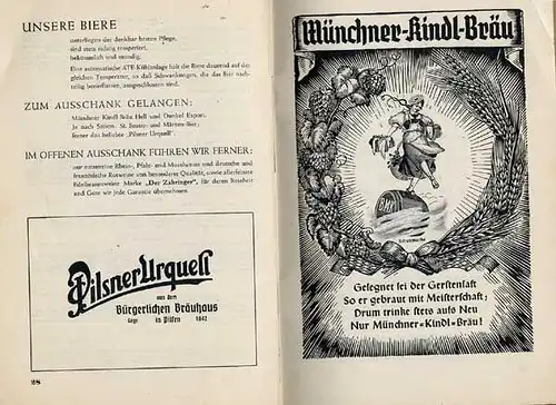 Frankfurt Bahnhof Quartier Bier Kneipe Lokal Münchner Kindlstuben Werbeheft 1937