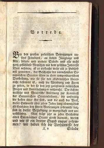 Europa Geschichte der Europäischen Staaten Freiherr von Spittler Berlin 1807