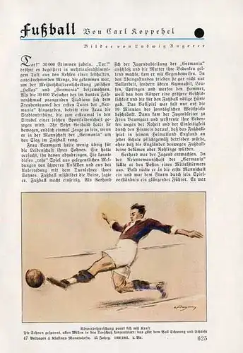 Kunst Malerei Sport Fußball Spiel gezeichnet von Ludwig Angerer 1931