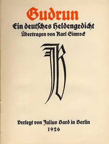 Deutsche Literatur Germanen Mittelalter Gudrunlied Verse Dichtung Karl Simrock