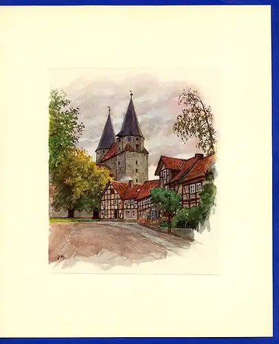 Niedersachsen Schöningen Helmstedt 13 Aquarelle Kunst Mappe Julius Menzel 1938