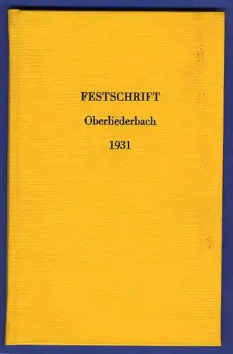 Hessen Taunus Oberliederbach 25 Jahre Gesang Verein Festschrift von 1931