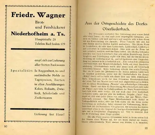 Hessen Taunus Oberliederbach 25 Jahre Gesang Verein Festschrift von 1931