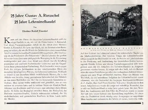 Sachsen Leipzig Schule 25 Jahre Rietzschel Lehrmittel Handel Festschrift 1927