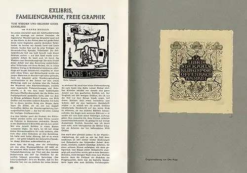 Buchdruck Grafik Exlibris Kunst Zeitschrift Hans Beier Hans Meid Otto Hupp 1950