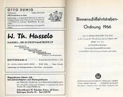 Deutschland Binnen Schiffahrt Verkehr Wasser Straßen Ordnung 1966