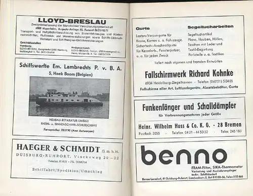 Deutschland Binnen Schiffahrt Verkehr Wasser Straßen Ordnung 1966