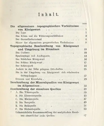 Böhmen Sudeten Eger Kurort Königswart Geschichte Heilquellen Bäder Buch von 1873