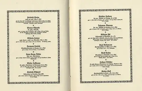 Deutschland Studentika Weltkrieg Tote Gedenkbuch des Kyffhäuser Verbandes 1922 