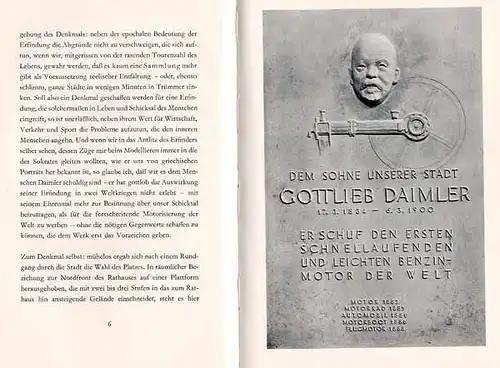 Württemberg Schorndorf Gottlieb Daimler Denkmal Fritz von Gravenitz Buch 1950